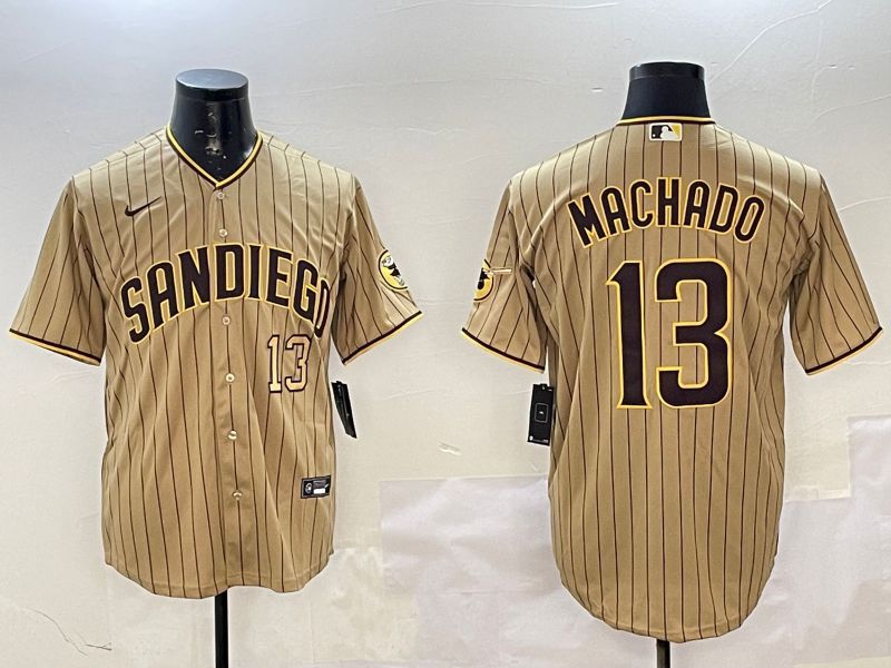 Men San Diego Padres 13 Machado Brown Stripe Game 2025 Nike MLB Jersey style 3